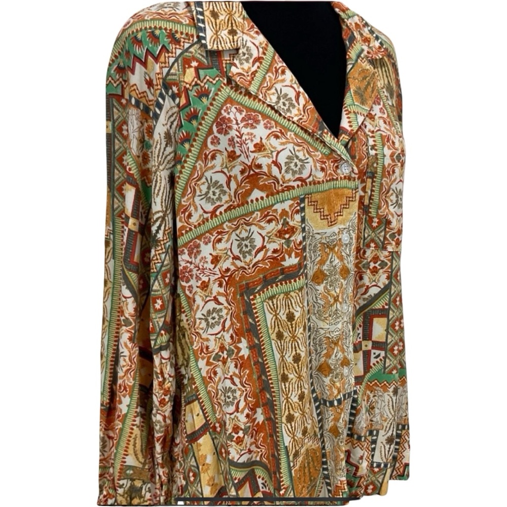 Rachel Zoe Multicolor Patterned Button Front Shirt Size S New with Tags - Picture 4 of 6